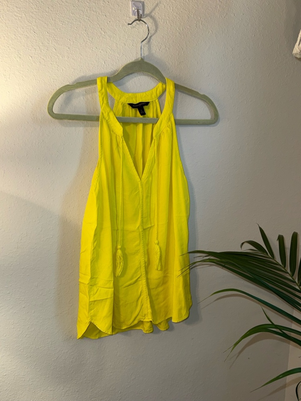 Banana Republic Neon Yellow Halter Tassel Camisole